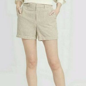 A New Day Brown White Stripe High Rise Chino Short